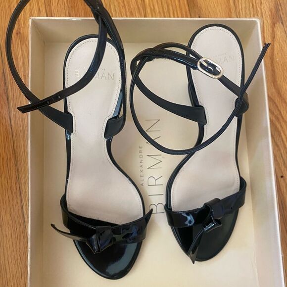 ALEXANDRE BIRMAN CLARITA BELL 85 PATENT SANDALs Black Heels bow shoes Revolve 8 - Picture 9 of 15